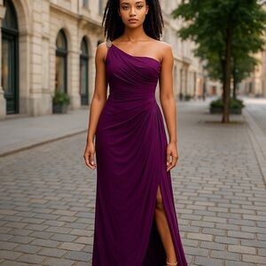 Alex Evenings Purple Asymmetrical One-Shoulder Gown